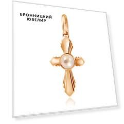 Крест из красного золота с иорданской водой 41801331