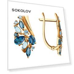 Серьги SOKOLOV из золота с голубыми и синими топазами
