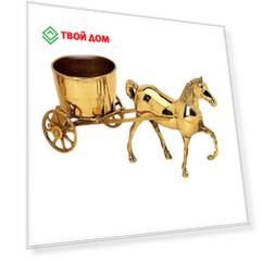 Фигурка Stilars лошадь с тележкой античная латунь 0546A