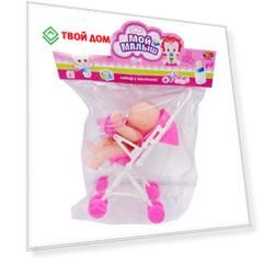 Пупс ABtoys Мой малыш в наборе с коляской