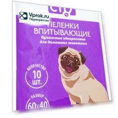 Пеленки ПРОСТО впитывающие для животных 60*40см 10шт