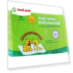 Подстилки для кошек и собак Доброзверики впитывающие с суперабсорбентом 90х60см 30 шт