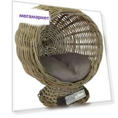Домик для кошек HAPPY HOUSE RATTAN круглый плетеный натуральный 9314