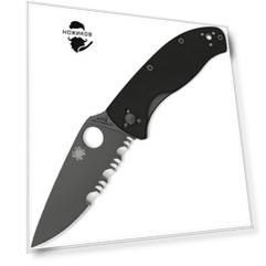 Нож складной Tenacious™ Spyderco 122GBBKPS, сталь 8Cr13MOV Black Coated Combo, рукоять стеклотекстолит G-10, чёрный