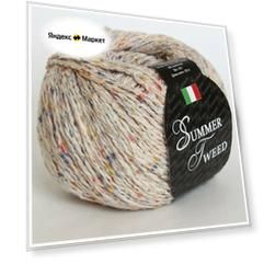 Пряжа Summer Tweed Seam цвет 01 натуральный, 10*(125м/50г), 45% шелк 45% хлопок 10% полиэстер