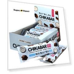 Протеиновый батончик Chikalab Chikabar без сахара, Кокос с шоколадной начинкой, 60г х 12 шт.