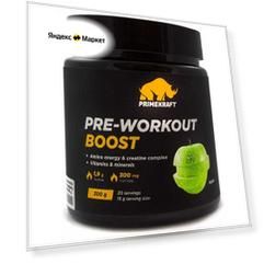 Предтренировочный комплекс Prime-Kraft PRE-Workout Boost 300 г вкус яблоко