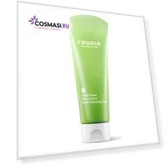 себорегулирующая скраб-пенка для умывания с виноградом frudia green grape pore control  scrub cleansing foam