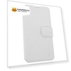 Чехол-книжка универсальный для смартфонов р.M (137*69*13mm), белый, OLMIO