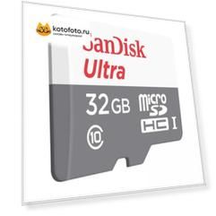 Карта памяти Sandisk microSDHC 32Gb Class10 (SDSQUNS-032G-GN3MN) Ultra 80