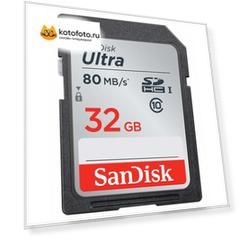Карта памяти SanDisk SDHC 32GB Class 10 UHS-I Ultra 80MB/s (SDSDUNC-032G-GN6IN)