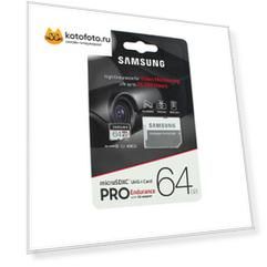 Карта памяти Samsung microSDHC PRO End 64Gb+SD adapter (MB-MJ64GARU)