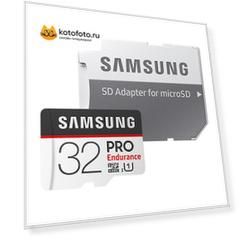 Карта памяти Samsung microSDHC PRO Endurance 32Gb+SD adapter (MB-MJ32GARU)