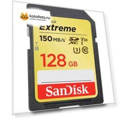 Карта памяти Sandisk Extreme SDXC Card 128GB 150MB/s V30 UHS-I U3