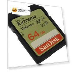 Карта памяти SanDisk Extreme SDXC Card 64GB 150MB/s V30 UHS-I U3