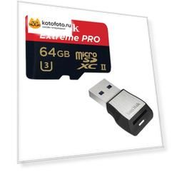 Карта памяти SanDisk microSDXC 64GB Extreme Pro 275MB/s UHS-II U3 Class 10 + USB 3.0 Reader