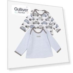 Комплект из 2х футболок с длинным рукавом голубой с принтом Gulliver