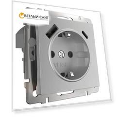 Розетка с быстрой зарядкой USB Type A+С серебряный рифленый Werkel a056277