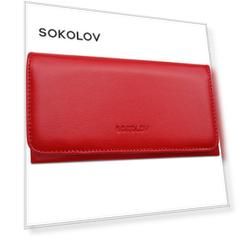 Кошелёк красный SOKOLOV из натуральной кожи