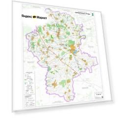 Настенная карта городского округа Серебряные Пруды, 95 х 80 см (на самоклеющейся плёнке)