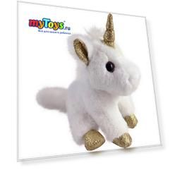 Мягкая игрушка Abtoys Мягкое сердце Единорог белый с золотом 15 см