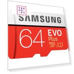 Карта памяти Samsung 64Gb EVO Plus v2 MicroSDXC Class 10 U1, SD adapter (MB-MC64HA)