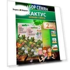 Набор семян Кактус Забава смесь 0.05 г Детская грядка - 2 уп, семена цветов многолетних для балкона, многолетников, многолетние цветы, для горшков