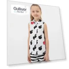 Блузка без рукавов с боковыми разрезами и крупным принтом белая Gulliver (104)