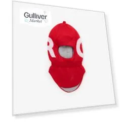 Шлем вязаный с шрифтовым принтом красный Gulliver (48-50)