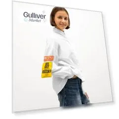 Блузка оверсайз с крупным светоотражающим принтом белая Gulliver (152)