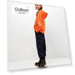 Брюки утепленные с поясом на резинке синие Gulliver (146)