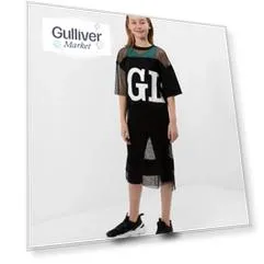 Платье из трикотажа и сетки с шрифтовым принтом Gulliver (134)
