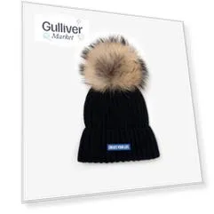 Шапка вязаная с помпоном синяя Gulliver (54)