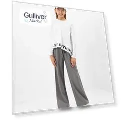 Футболка с длинным рукавом и крупным шрифтовым принтом белая Gulliver (146)