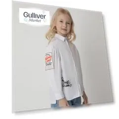 Блузка белая с принтом и рюшами Gulliver (98)
