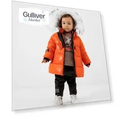 Полупальто зимнее с меховой опушкой оранжевое Gulliver (86)