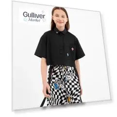 Блузка укороченная оверсайз черная Gulliver (170)