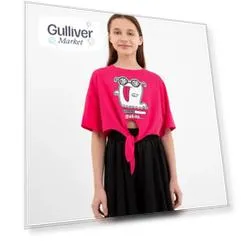 Футболка оверсайз укороченная розовая Gulliver (140)