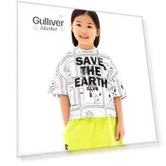 Футболка оверсайз с принтом Спаси Планету белая Gulliver (164)
