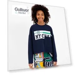 Футболка с длинным рукавом синяя Gulliver (152)
