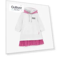 Платье из тонкого футера с капюшоном белое Gulliver (92)