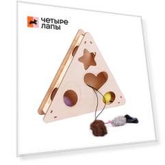 Pet Hobby Игровая платформа для кошек Треугольник с шариком и игрушкой, 26,5х23х5 см