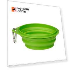 Petmax Миска складная для собак, M, 560 мл, зеленая