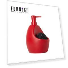 Диспенсер для мыла с подставкой для губки joey (umbra) красный 13x20x11 см.