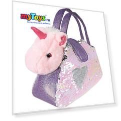 Мягкая игрушка Fluffy Family "Единорог" в сумочке, 18 см, розово-фиолетовая