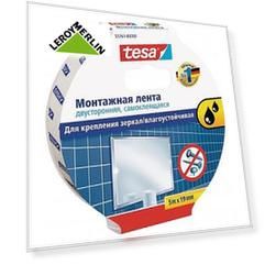 Лента клейкая двусторонняя для крепления зеркал Tesa Powerbond 19 мм x 5 м цвет белый