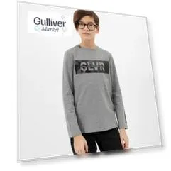 Футболка с длинным рукавом серая Gulliver (164)