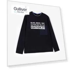 Футболка с длинным рукавом синяя Gulliver (140)
