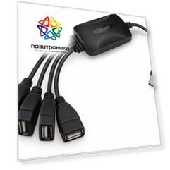 Разветвитель USB 2.0 Buro BU-HUB4-0.3-U2.0-Splitter черный