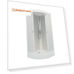 Душевая кабина "Стандарт 90*90 А" 1/4 круга, низ. подд., Лён, Белый, ДН4 (7 мест+сифон D90мм)